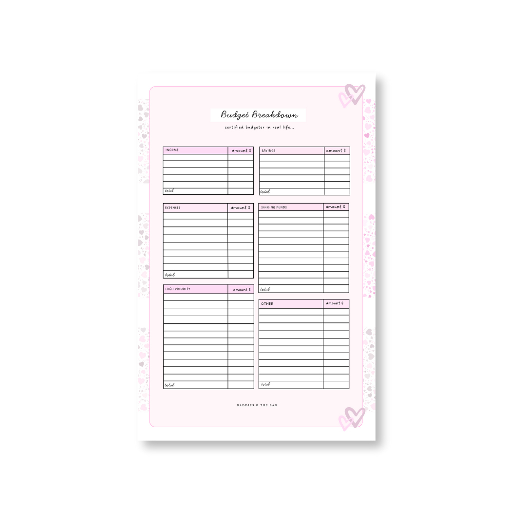 Budget Breakdown Notepad