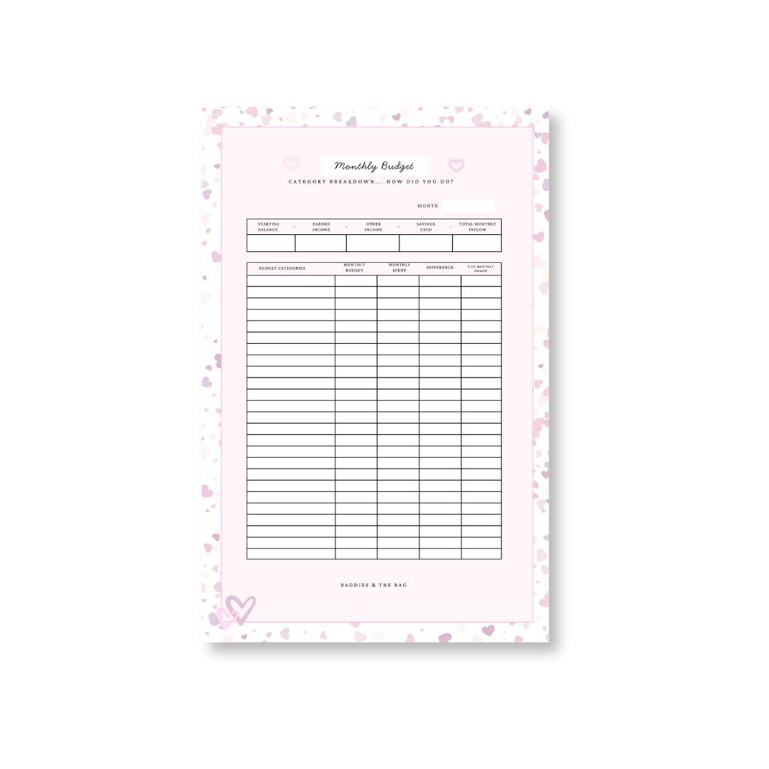 Monthly Budget Notepad