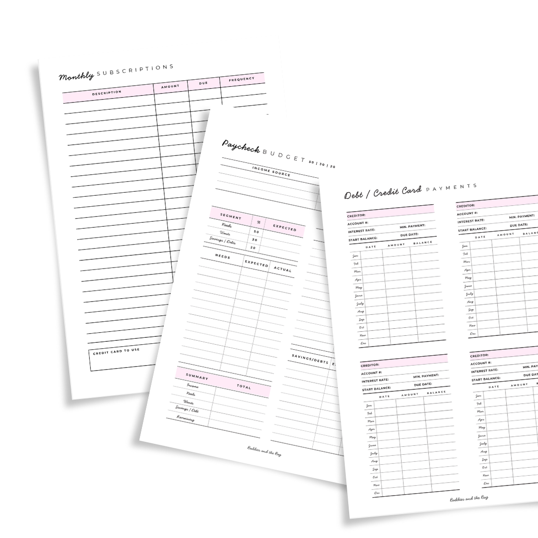 Monthly Tracker Inserts