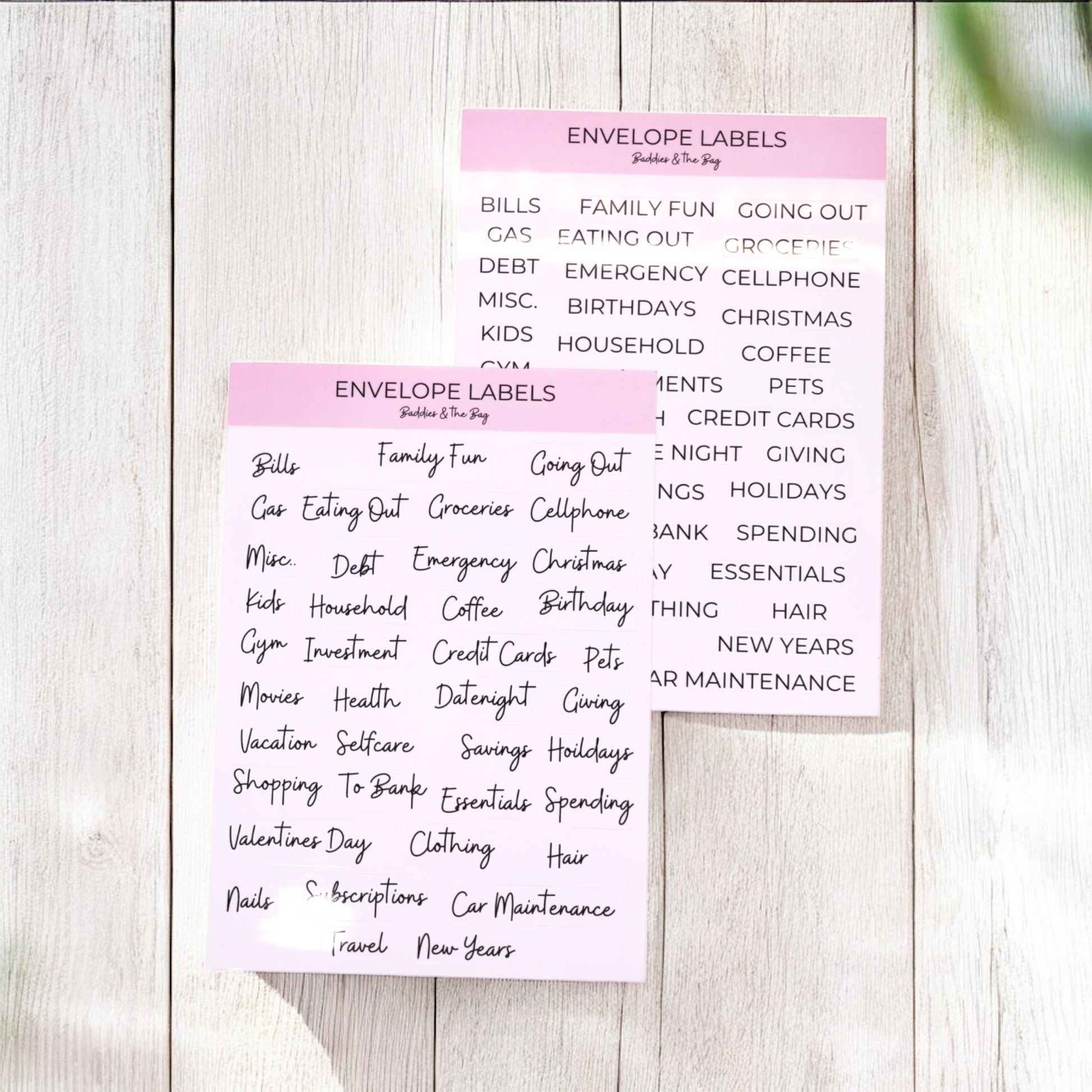 Cash Envelope Labels